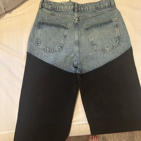 PIRAL Two-Tone Blue and Black Wide-Leg Jeans - Picture 4 of 4